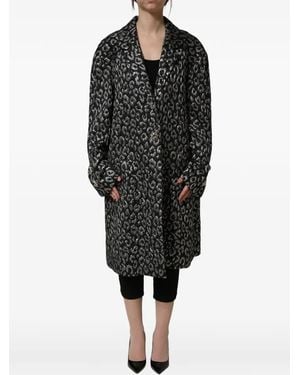 Dolce & Gabbana Leopard-Jacquard Crystal-Embellished Coat - Black