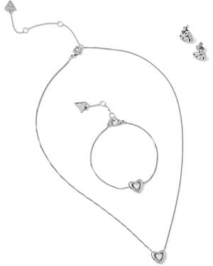 Guess Heart-Pendant Necklace (Set Of Three) - White