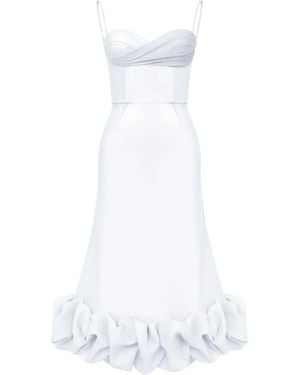 POST MERIDIEM Draped-Bodice Flounced Bustier Dress - White