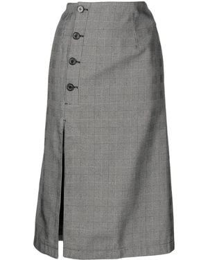 ROKH Button-Front Midi Skirt - Grey