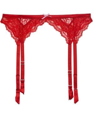 Fleur du Mal Bianca Bow-Detail Garter - Red