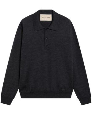 Valentino Garavani Wool Polo With Vlogo Embroidery - Blue