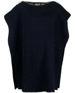 JW Anderson X A.P.C. Ribbed-Knit Zip-Detail Poncho - Blue