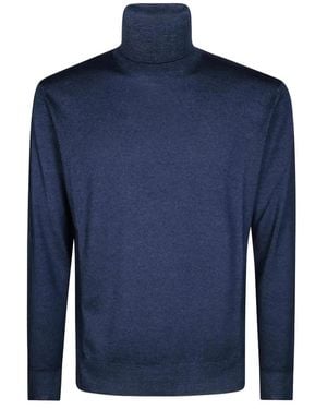 Altea Dolcevita Merino Rasata Roll-Neck Wool Jumper - Blue