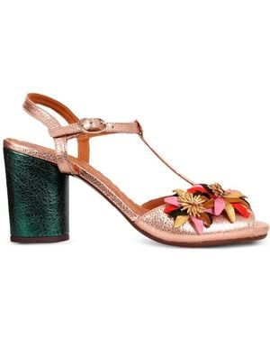 Chie Mihara Floral Appliqué Sandals - Pink