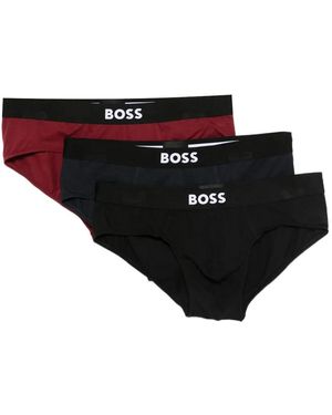 BOSS Set De Tres Bóxeres Con Logo - Negro