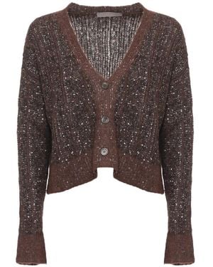 D.exterior Cardigan Con Paillettes - Marrone