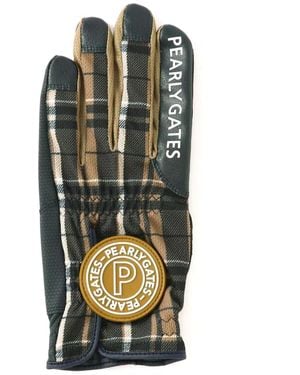 PEARLY GATES Logo-Appliqué Plaid Gloves - Black