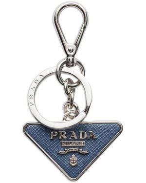Prada Porte-Clés En Cuir Et Métal Saffiano - Blue