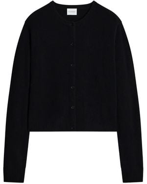Closed Crew-Neck Long-Sleeve Cardigan - Black