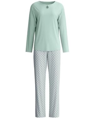 CALIDA Keyhole-Detail Geometric-Print Pyjamas - Green