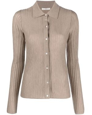 Co. Ribbed-Knit Cashmere Cardigan - Brown