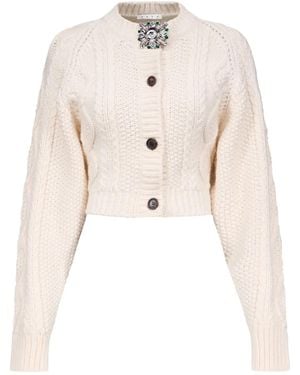Area Cardigan Mit Brosche - Natur