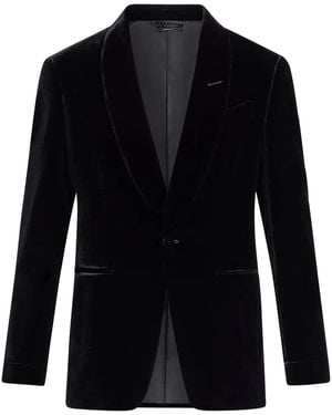 Tom Ford Single-Breasted Velvet Blazer - Black