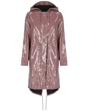 Rains Glossy Hooded Parka - Pink
