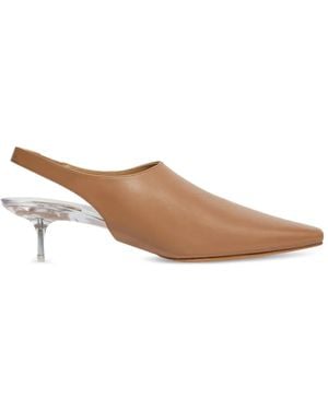 Courreges Transparent Kitten-Heel Slingback Court Shoes - Brown