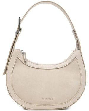 Peserico Calf Suede-Panelled Buckle-Detail Shoulder Bag - Natural