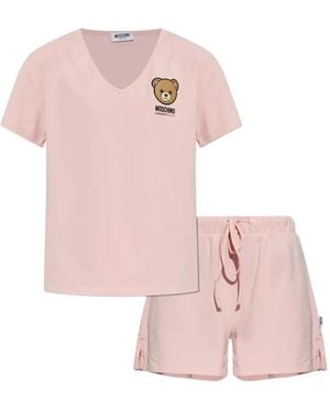 Moschino Pyjama Met Teddybeer Print - Roze