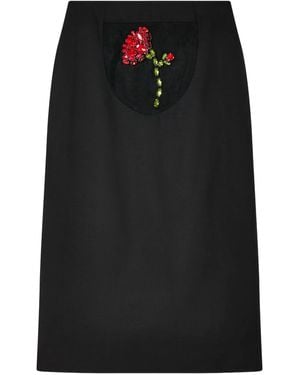 Simone Rocha Peekaboo Flower Pencil Skirt - Black