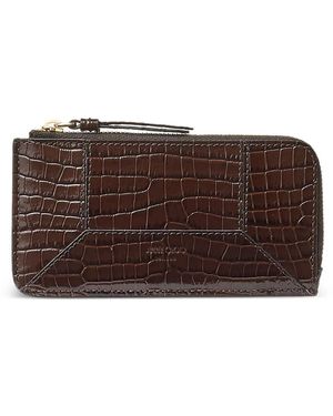 Jimmy Choo Lise-Z Crocodile-Effect Zip-Around Wallet - Brown