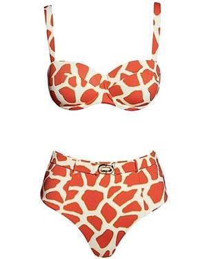 SOFIA ERHAN Giraffe-Print Belted Bikini - White