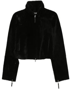 UTZON Cropped Zip-Up Reversible Jacket - Black
