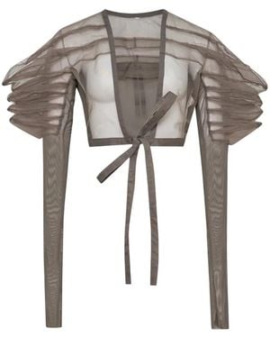 Rick Owens Rhino Sheer Ruffled Top - Gray