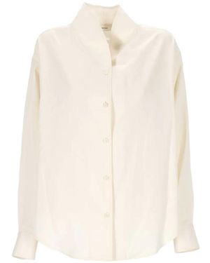 Umit Benan Shawl-Collar Silk Shirt - White