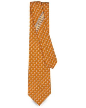 Ferragamo Krawatte Mit Gancini-Print - Weiß
