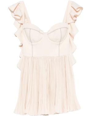 Parlor Ruffled Pleated Mini Dress - Natural