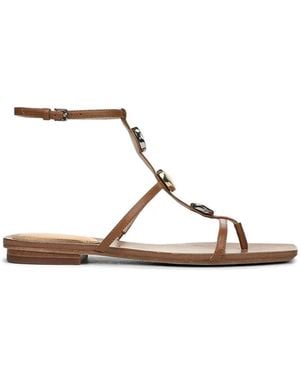 Veronica Beard Alba Pebble-Embellished Sandals - Brown
