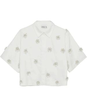Jonathan Simkhai Chemise Ornée À Col Lacé - Blanc