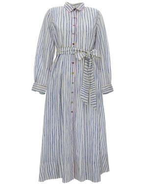 Péro Striped Silk Shirt Maxi Dress - Gray