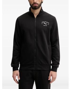 PUMA Logo-Print Zip-Up Jumper - Black