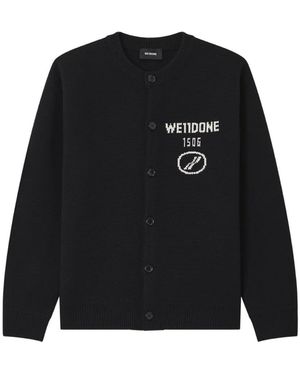 we11done Logo-Intarsia Cardigan - Black