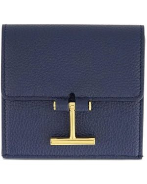 Tom Ford Tarjetero Tara con broche del logo - Azul