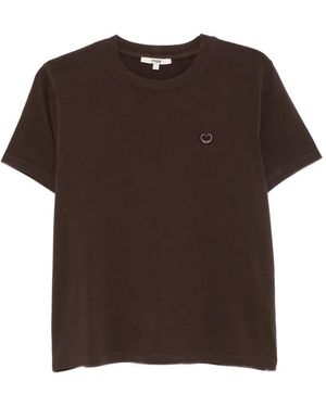 Maje Camiseta Con Logo Bordado - Marrón