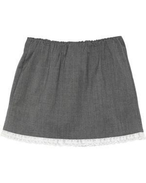 Maje Lace-Trim Mini Skirt - Gray