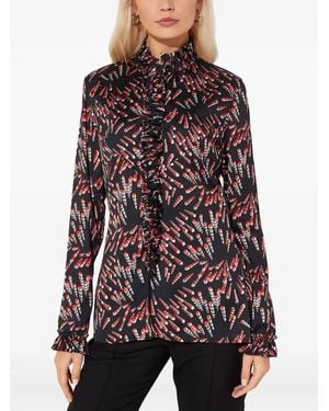Rabanne Ruffled Patterned Blouse - Black