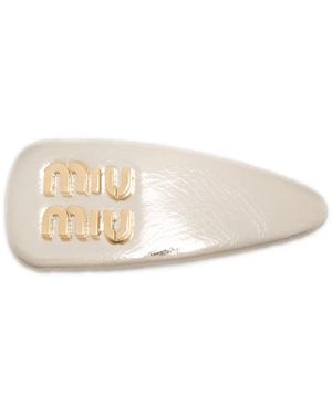 Miu Miu Haarspange Aus Lackleder - Natur