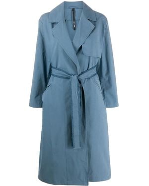 Sara Lanzi Long Sleeve Belted Trench Coat - Blue