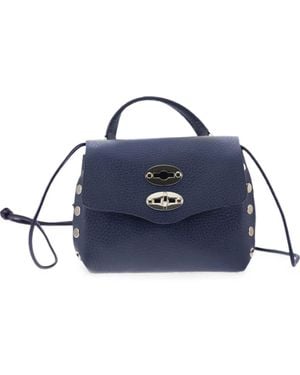 Zanellato Postina Super Baby Hammered-Leather Tote Bag - Blue