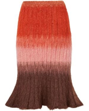 Fendi Flared Ribbed-Knit Midi Skirt