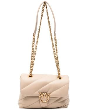 Pinko Love Puff Quilted Leather Tote Bag - Natural