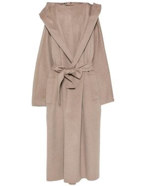 Marella Hooded Belted Coat - Natural