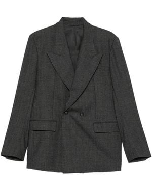 MARSĒM Double-Breasted Check-Pattern Suit - Black