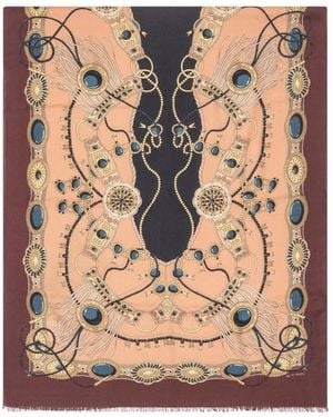 Etro Jewellery-Print Frayed Scarf - Natural