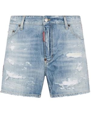 DSquared² Distressed-Effect Shorts - Blue