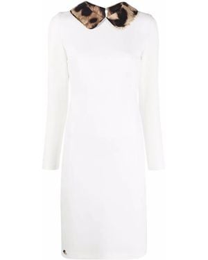 Philipp Plein Leopard-Collar Dress - White