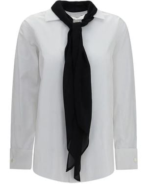 Sacai Scarf-Integrated Poplin Shirt - White